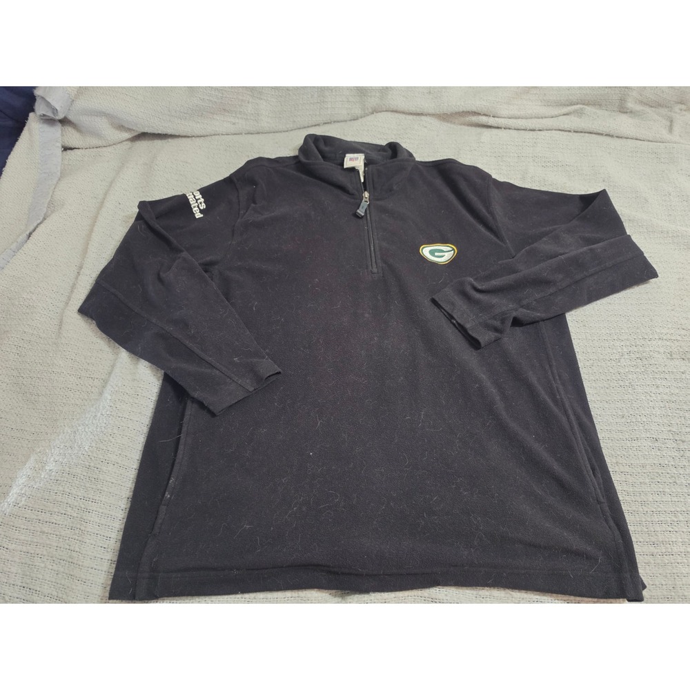 NFL Green Bay Packers Sports Illustrated 1/4 Zip Fleece Pullover Black XL